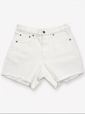 Abercrombie & Fitch White Frayed-Hem Denim Shorts